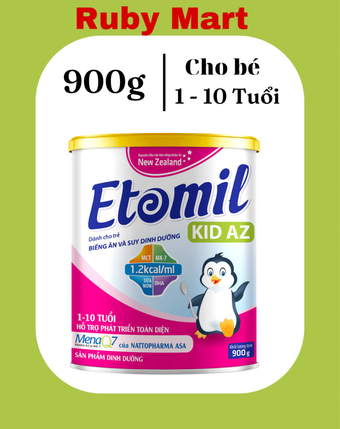 Date 9.2024 Sữa bột Etomil KID AZ Lon 900g Cho bé 1 đến 10 tuổi
