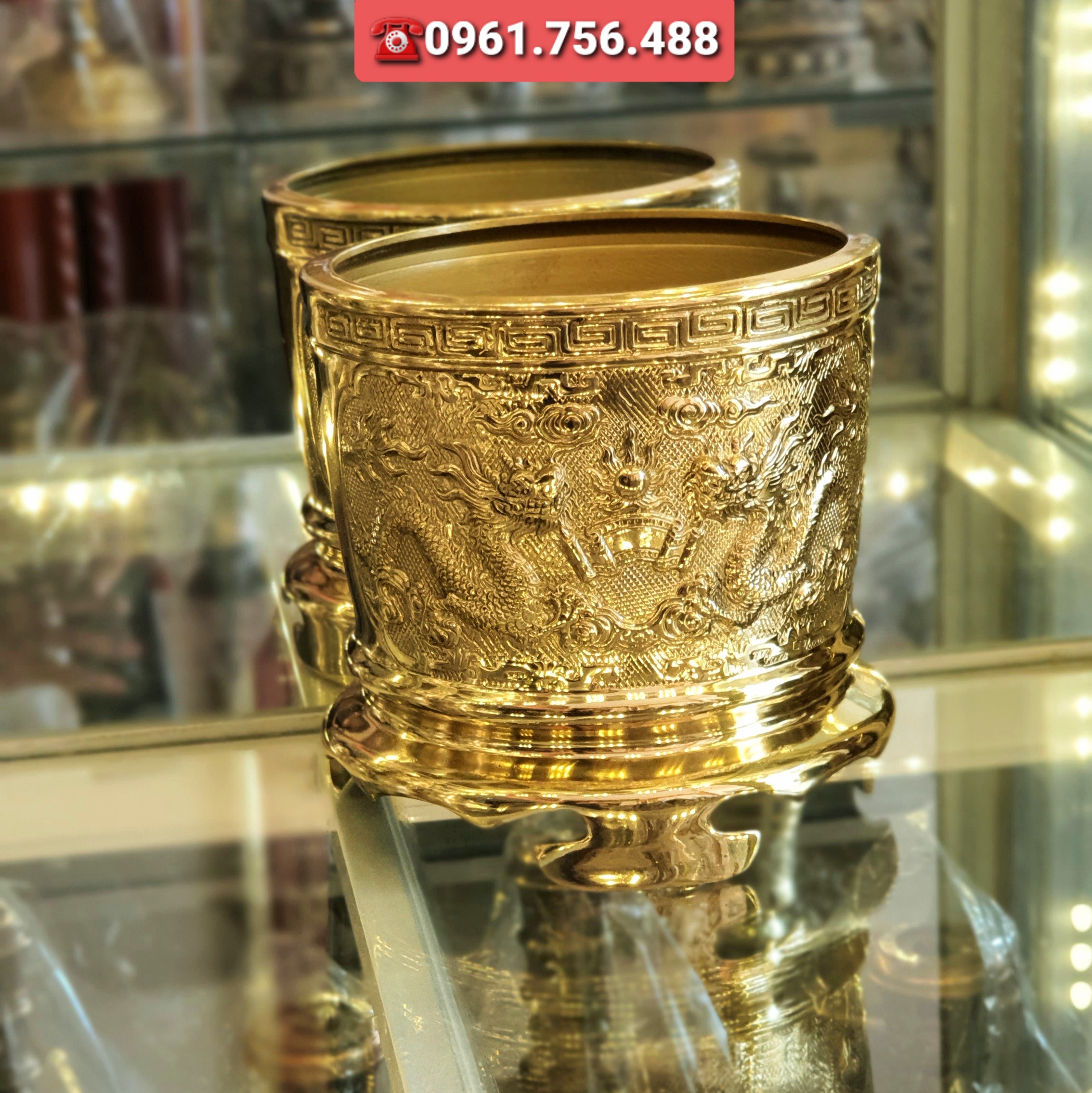 Bát hương/ bát nhang đồng vàng 20cm