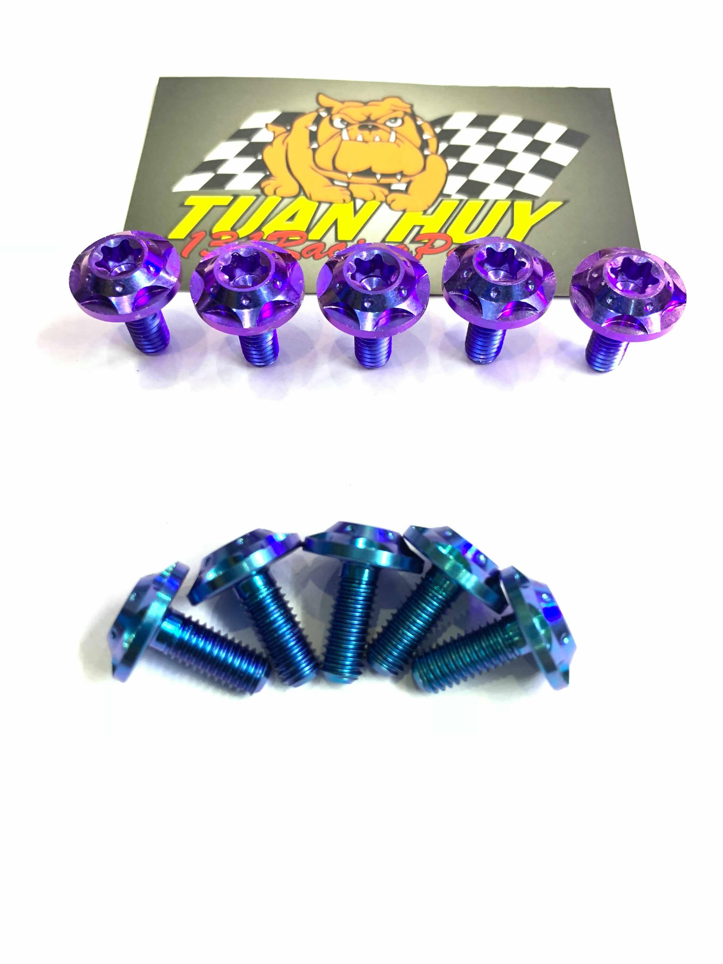 (Sao Chấm Gr5) Ốc 6li15 mẫu dù sao chấm titan gr5 gắn được ốp bô các loại xe , dàn áo wave drea m , bửng nhựa , mỏ cài