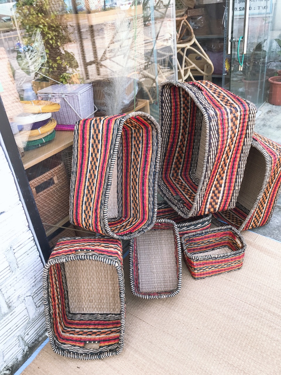 Sọt cói màu thổ cẩm hình chữ nhật , 7 Size,  Hàng xuất khẩu, Top bán chạy, Hàng loại 1, KHÔNG bao gồm lót vải