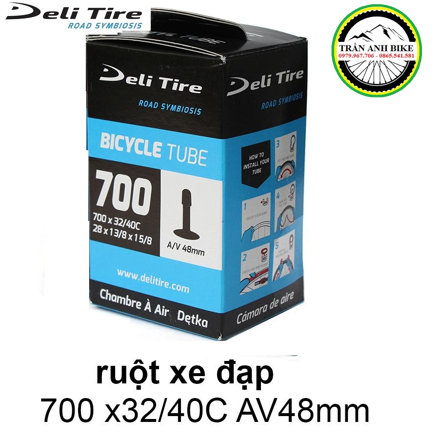 Ruột xe đạp Deli Tire 700x32-40c 48mm van mỹ ( van xe máy)