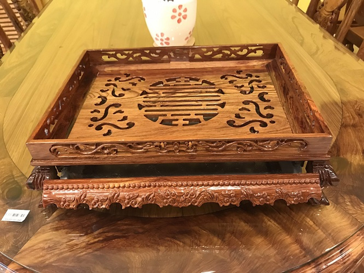 Khay trà gỗ cẩm lai lớn