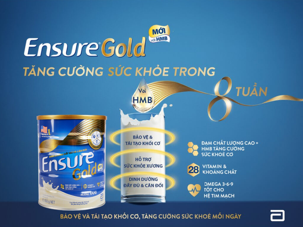 combo 2 lon Sữa bột Ensure Gold vani 850g (hsd 2024)