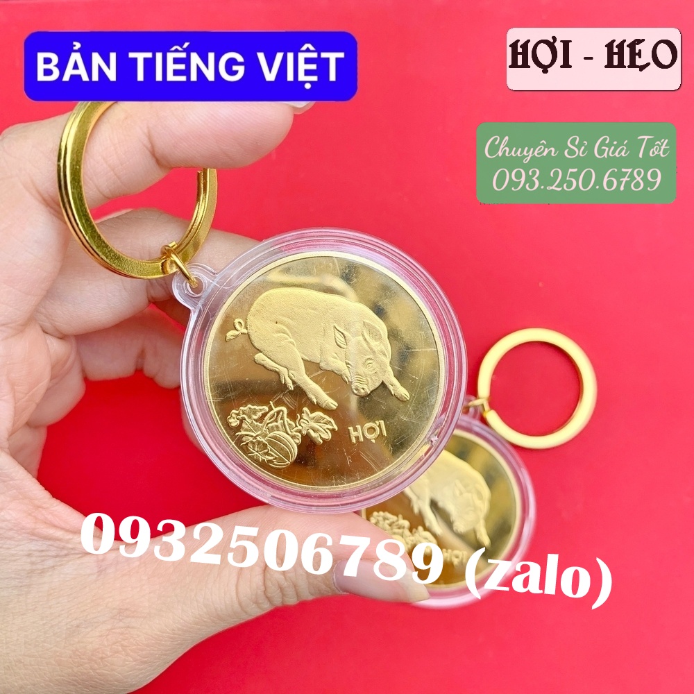 Móc khoá đồng xu 12 con giáp siêu đẹp, phong thuỷ may mắn