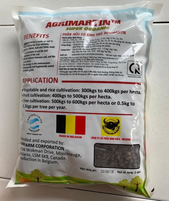 Phân hữu cơ cao cấp AGRIMARTIN ( Phân gà) NHẬP KHẨU BỈ