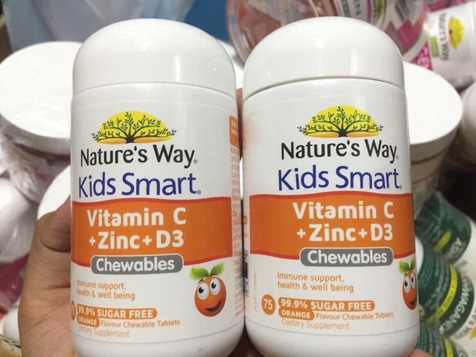 Nature’s Way Kids Smart Vitamin C + Zinc + D3 Chewable 75Tablets