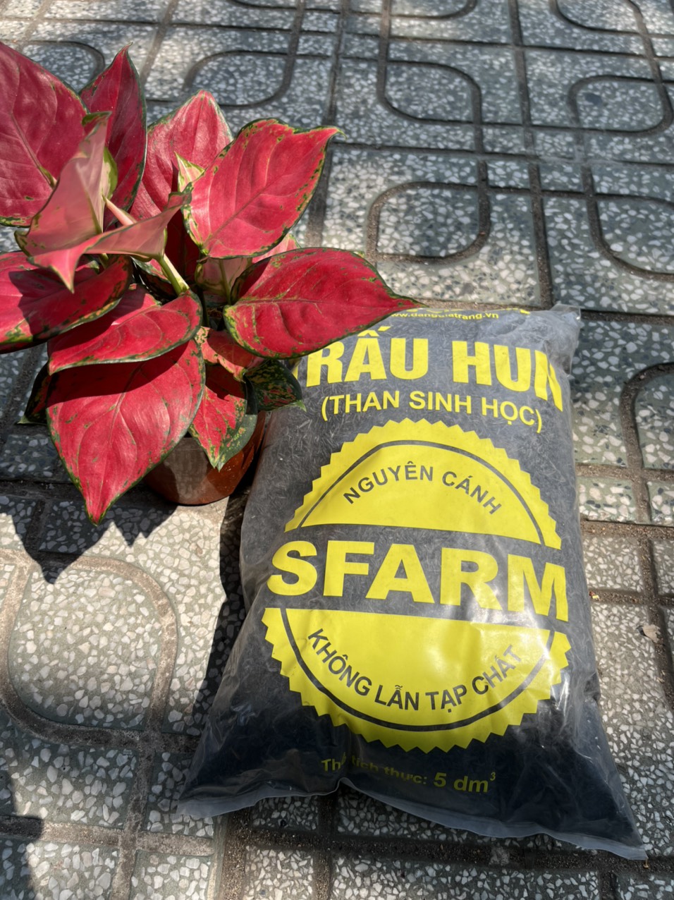 Giá thể trấu hun nguyên cánh sfarm, giá thể trộn đất gói 5dm3