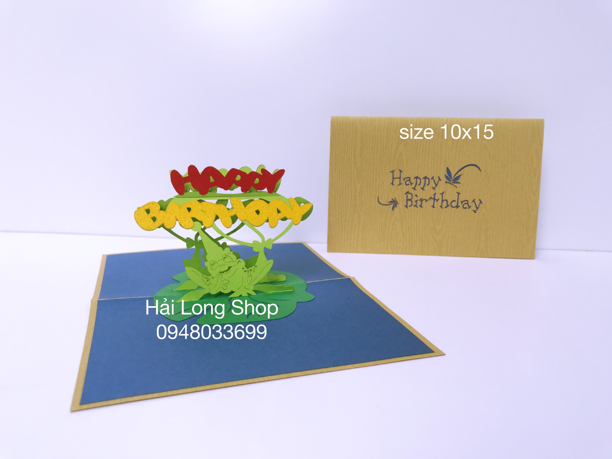Con Ếch - Frog - Birthday - Sinh nhật - Thiệp 3D ( 2 màu bìa )