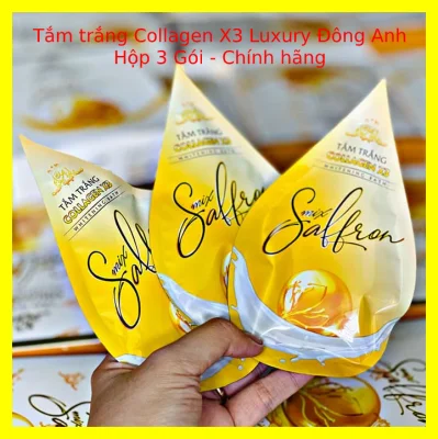 Tắm trắng Collagen X3 Luxury Mix Saffron Đông Anh - Hộp 3 Gói Chính Hãng