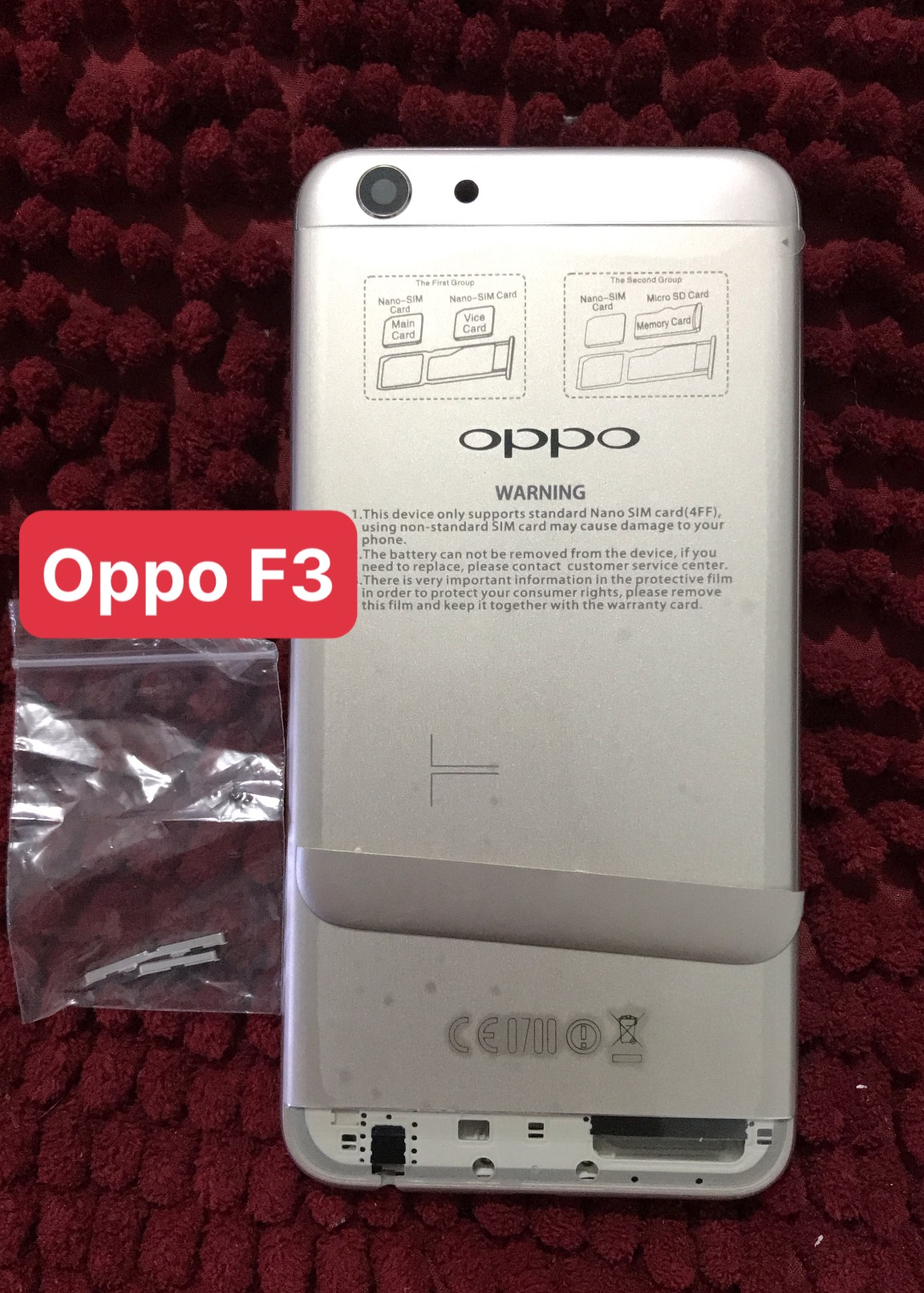 Bộ vỏ Oppo F3 zin (có lưng .xương. phím bấm)