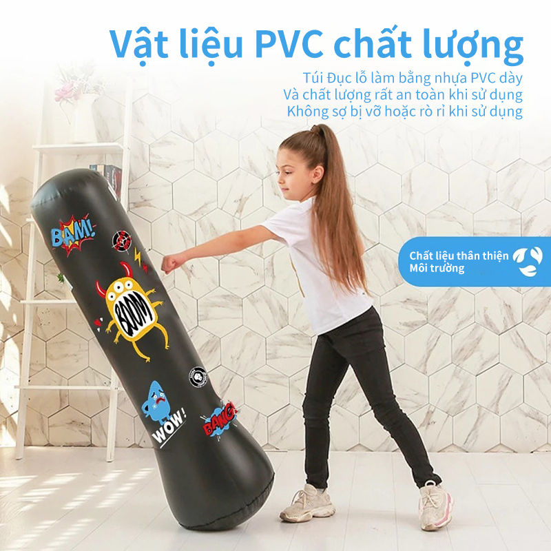 1.2m Đen/Xanh Đứng lên Boxing Cột Đồ chơi Trẻ em (Không bao gồm Bơm)