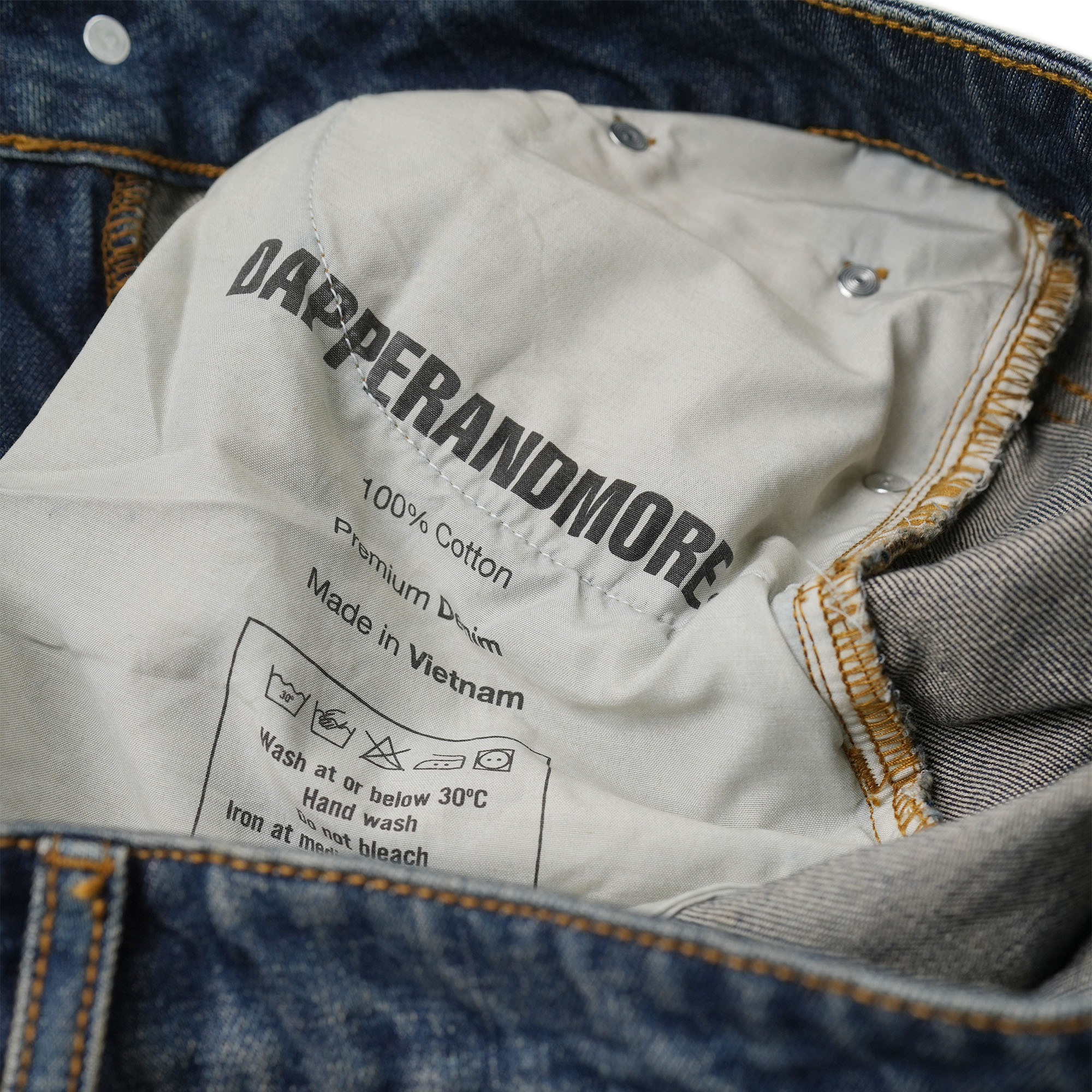 Quần Short Jean DAPPERANDMORE Washed Denim Form Lửng - Xanh Blue