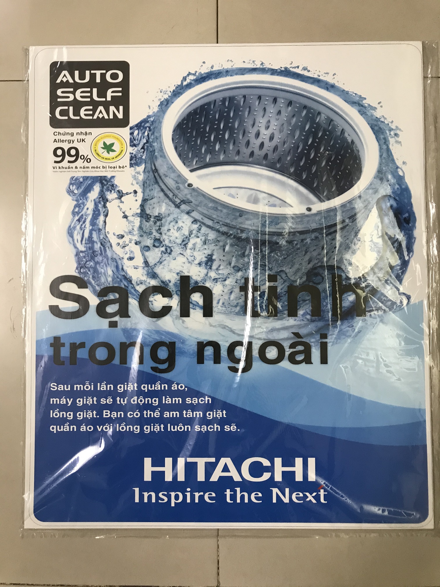 Miếng dán máy giặt Hitachi - Tem dán máy giặt Hitachi (mẫu 2)