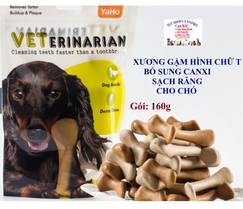 XƯƠNG GẶM CHO CHÓ THÚ CƯNG My dog Veterinarian Hình chữ T Gói 160g Mix vị Bổ sung canxi Sạch răng Thơm miệng Bỏ mảng bám
