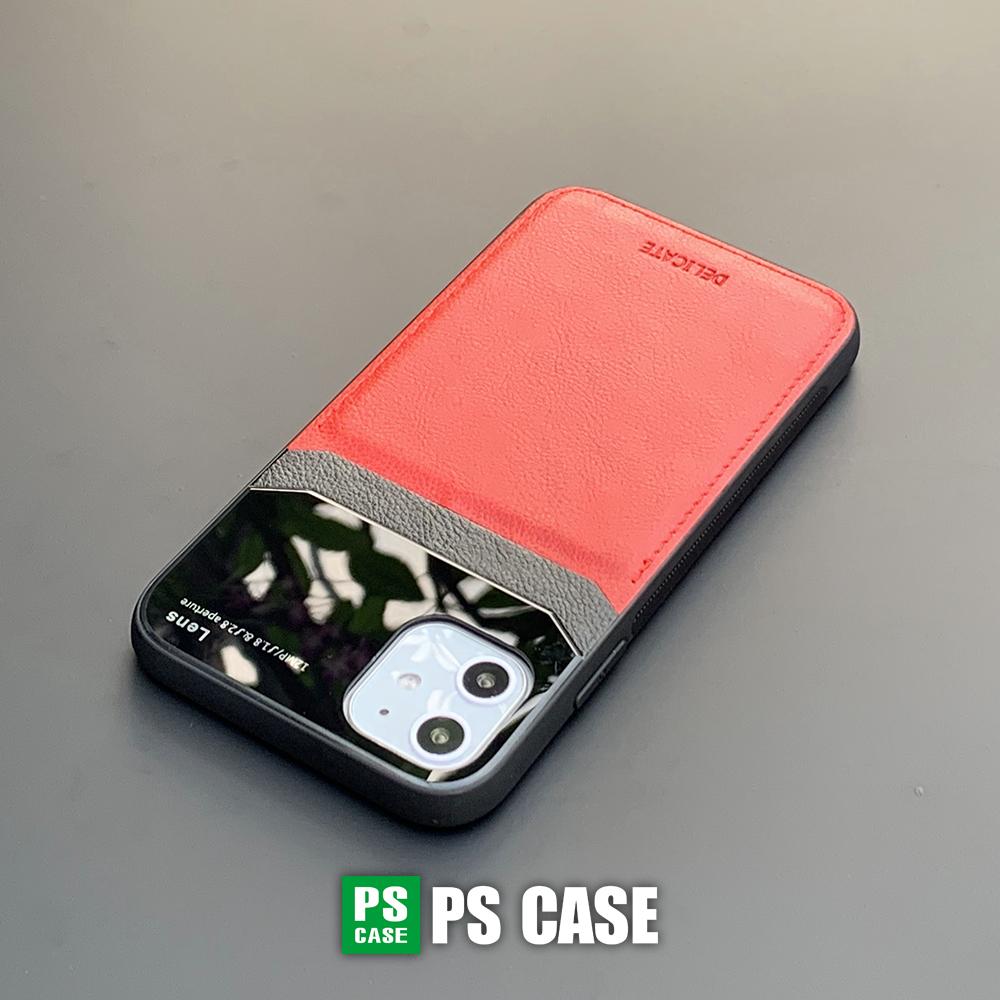 Ốp lưng da kính cao cấp dành cho iPhone 11 - Màu đỏ - PS Case Phân Phối