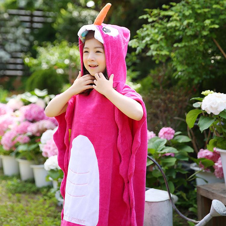 Mẫu Mới Ngọc Nữ Unicorn 100% Cotton Áo Choàng Tắm Hoạt Hình Tạo Hình Liền Mũ Hút Nước Khăn Tắm Của Phụ Nữ, Trẻ Em, Măng Tô Chống Lạnh