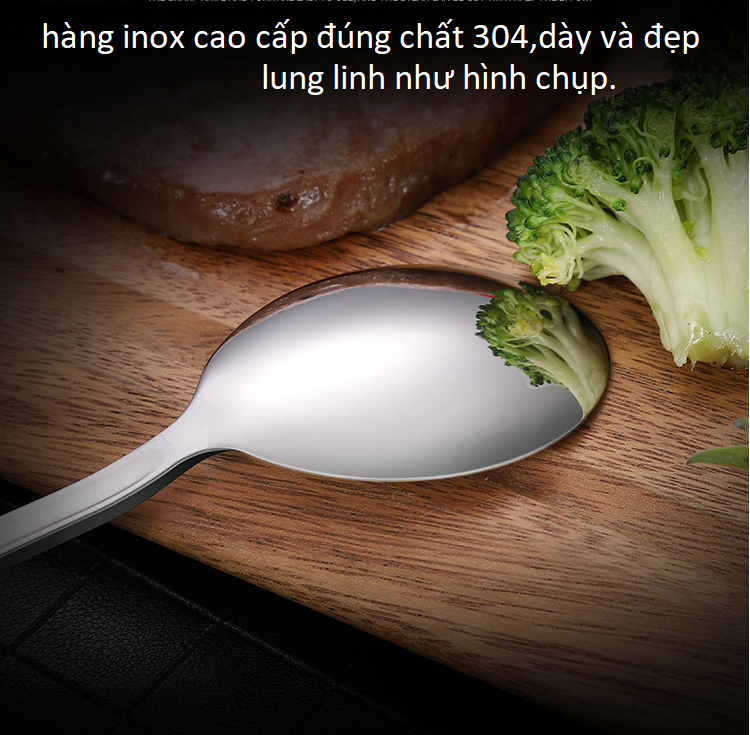 [HCM]SÉT 4 Chiếc Thìa Hàn INOX 304- (Muỗng ) Cán Dài  ĐẸP LỘNG LẪY ( CÓ 3 SIZE)