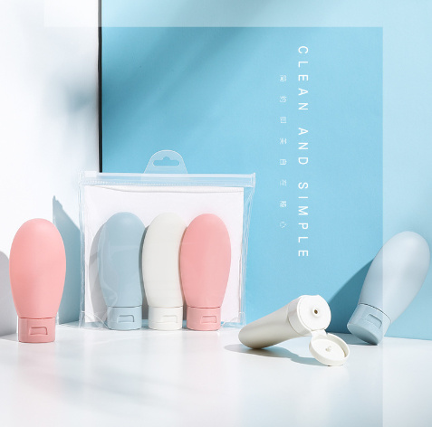 Set 3 Lọ chiết mỹ phẩm, dầu gội, sữa tắm mang đi du lịch kèm túi zip - bộ chiết mỹ phẩm chai 60ml