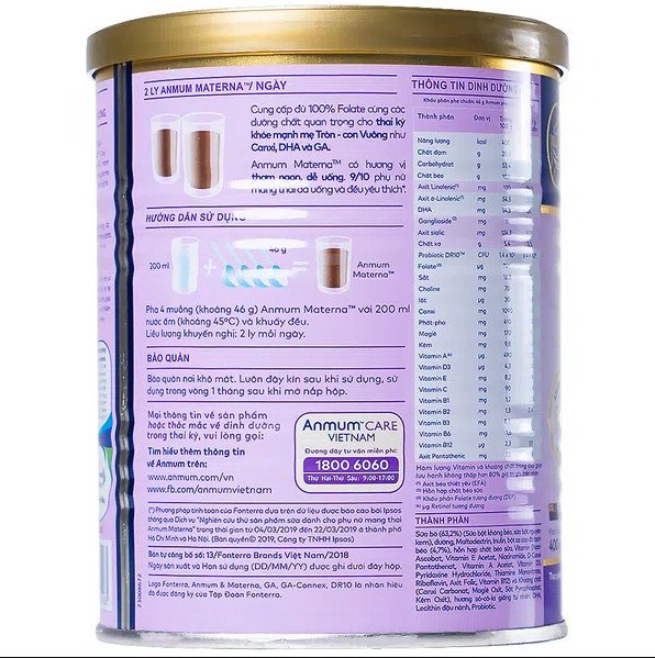 Sữa bột Anmum Matema Choco 800g