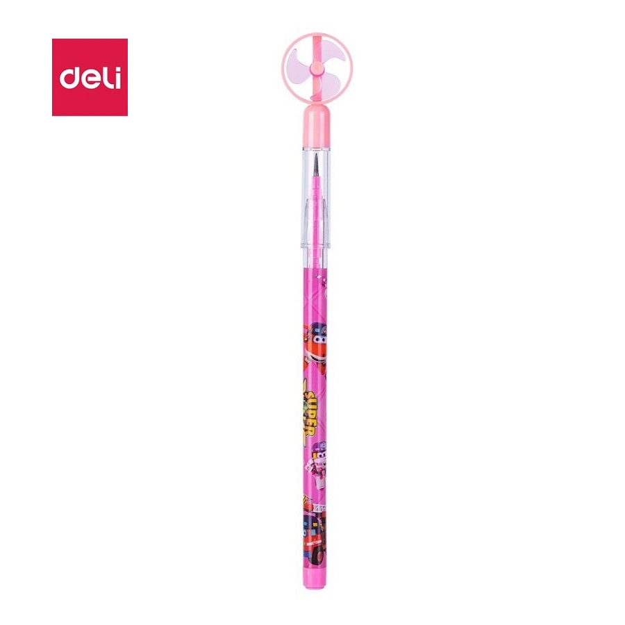 Bút chì khúc học sinh 2B Deli có quạt - Họa tiết hoạt hình cho bé tập viết an toàn / Chì khúc Super wings C090
