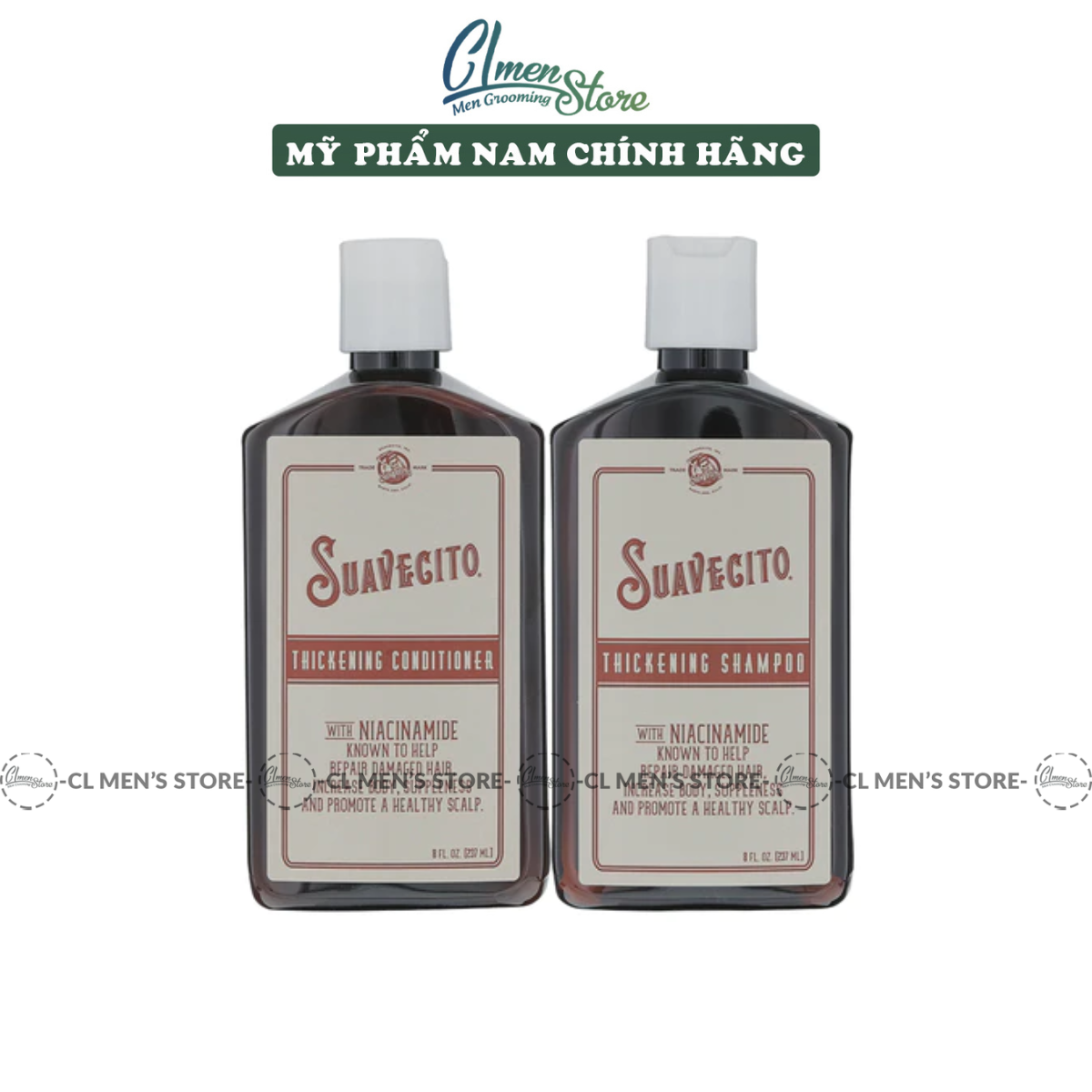 Dầu Gội và Dầu Xả Ngăn rụng và làm dày tóc Suavecito Thickening Shampoo & Conditioner 237ml