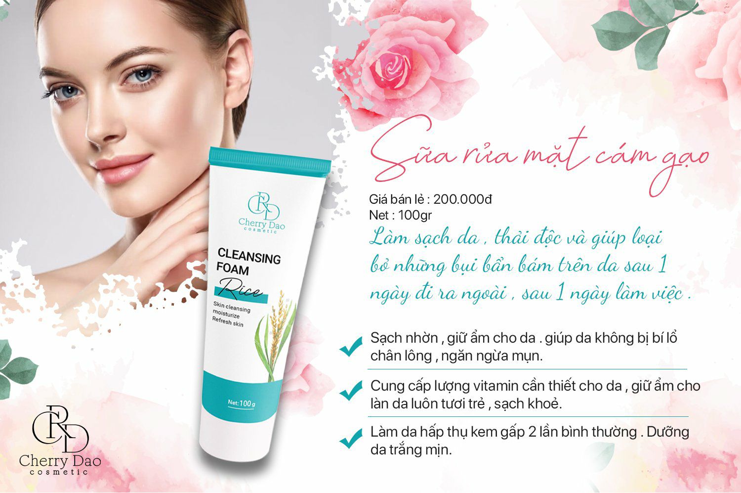 Sửa rửa mặt cám gạo CRD