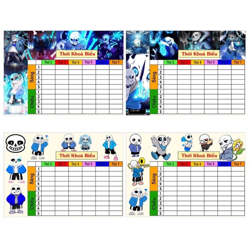 Set 3 thời khoá biểu game undertale san