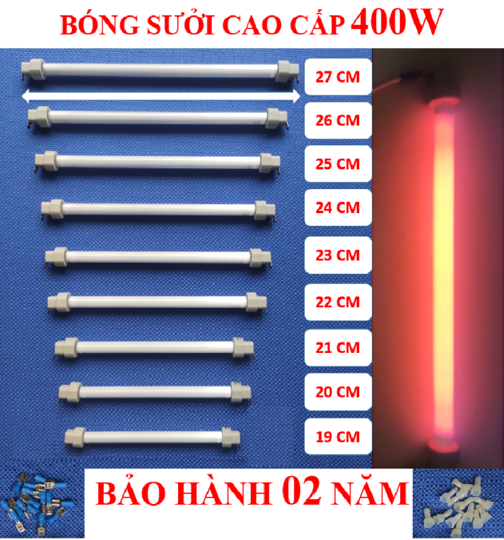 Bóng đèn sưởi, Bóng sấy, Bóng sợi cacbon, Bóng halogen bếp hồng ngoại CAO CẤP + BH 01 năm + Công suất (400W/450W/1000W/1400W) (bộ 01 sản phẩm)