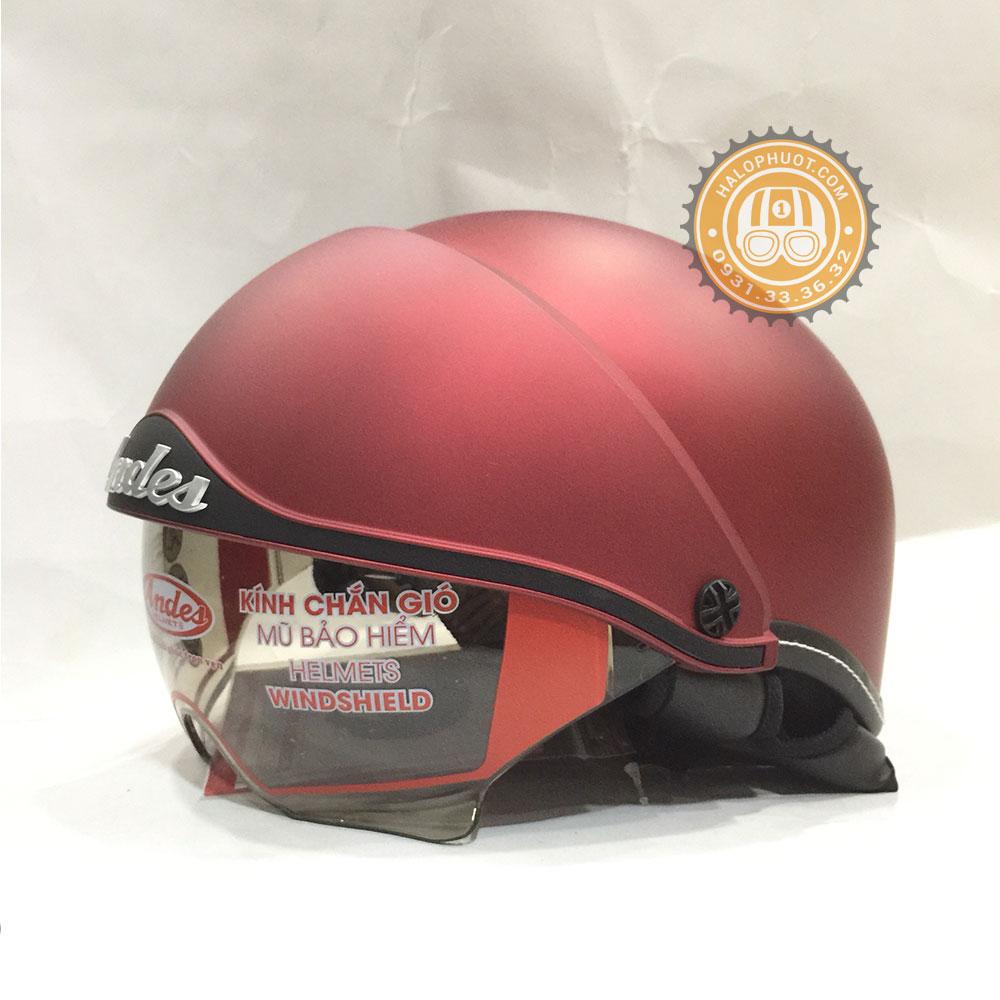 Nón bảo hiểm Andes 139 Kính Âm (Đỏ Đô Nhám)
