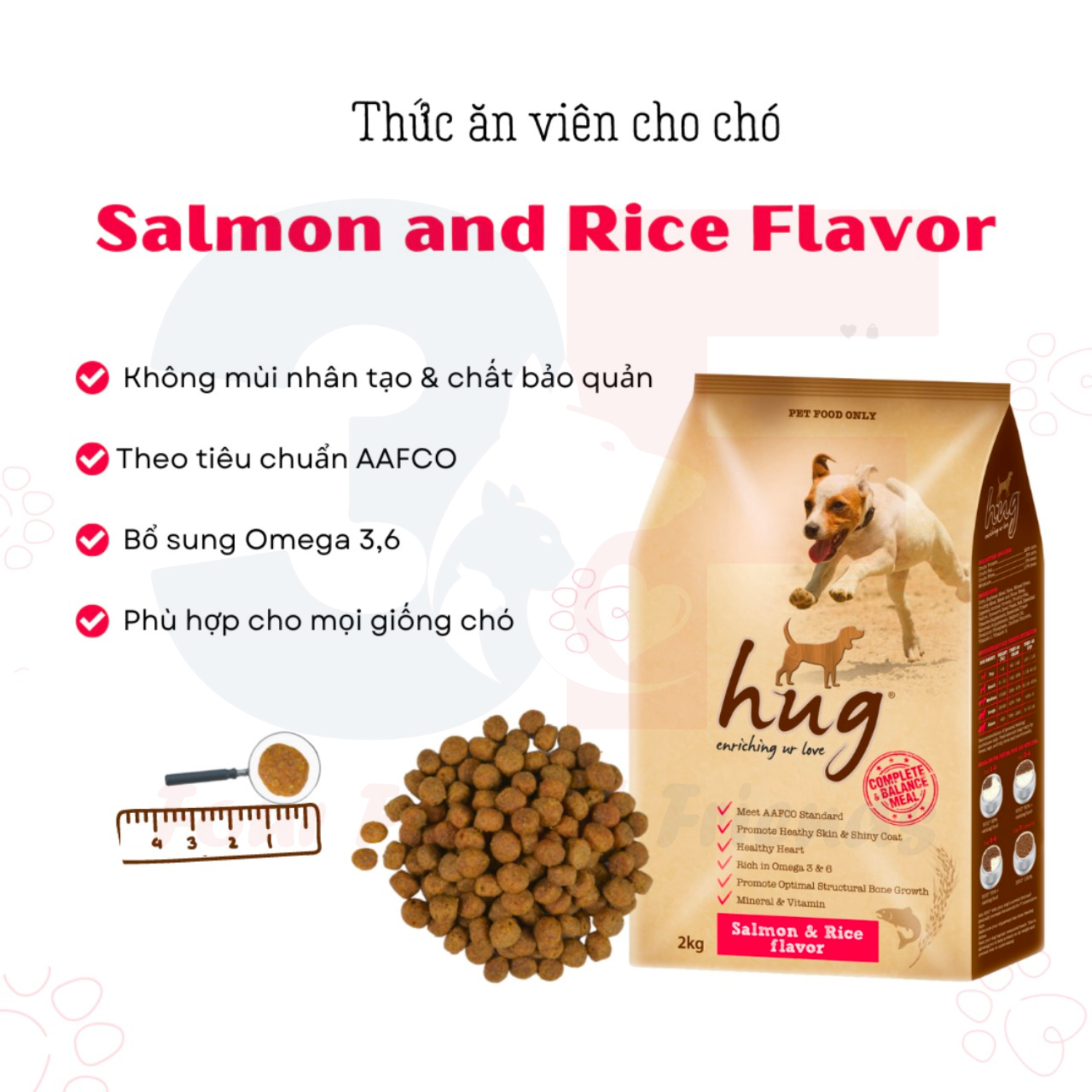 Thức Ăn Hạt Khô Dành Cho Chó Mọi Lứa Tuổi Hug - Bao 2Kg