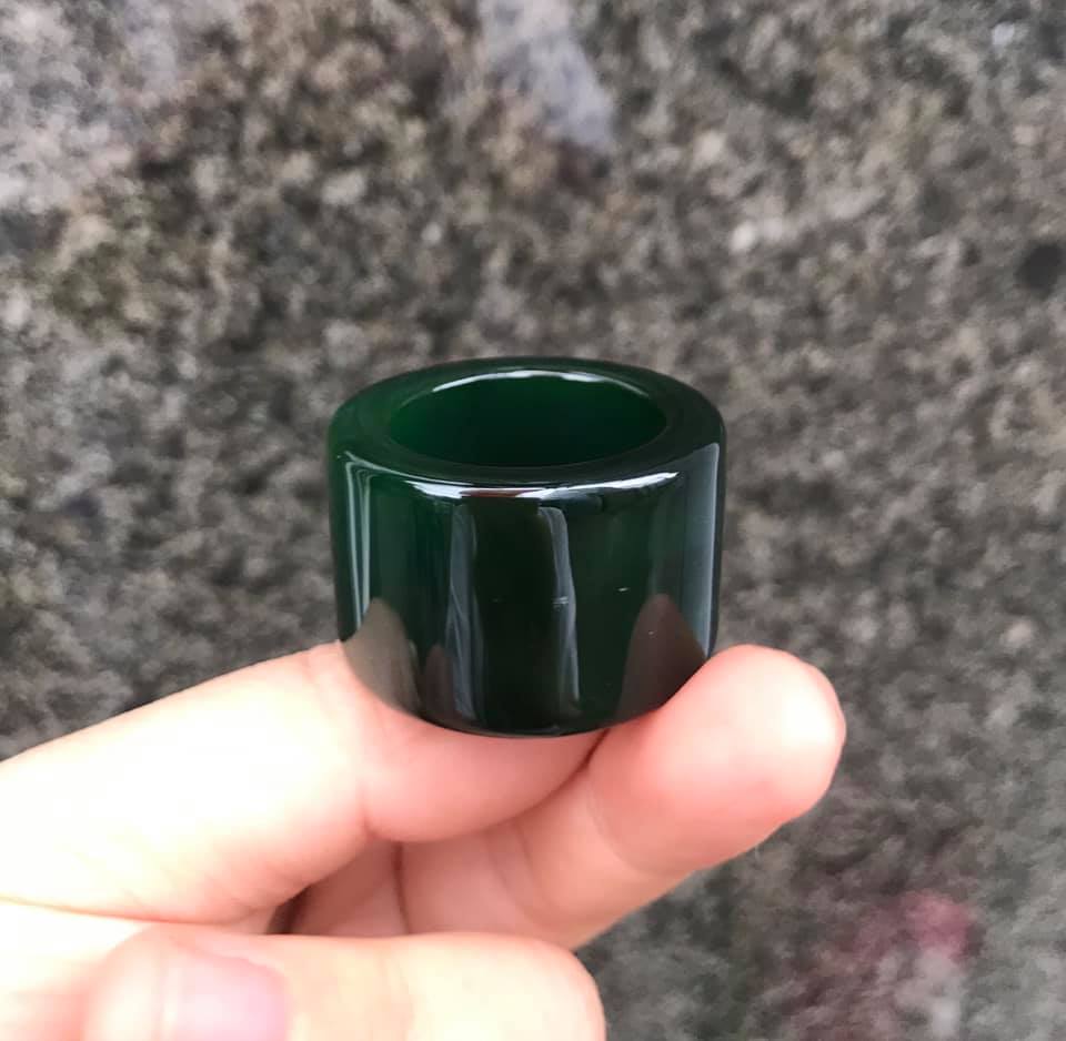 [HCM]NHẪN CÀN LONG BẢN VUÔNG ĐÁ MÃ NÃO XANH