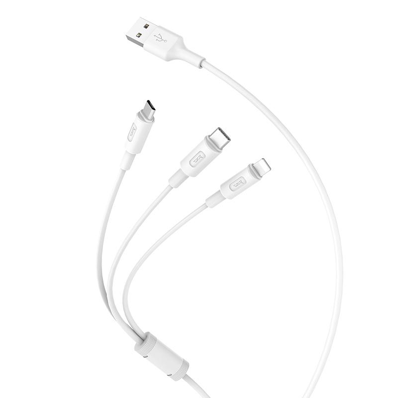 [HCM]Cáp Sạc Hoco X25 Đa Năng 3 Đầu :Lightning+ Micro+Type-C dài 1M
