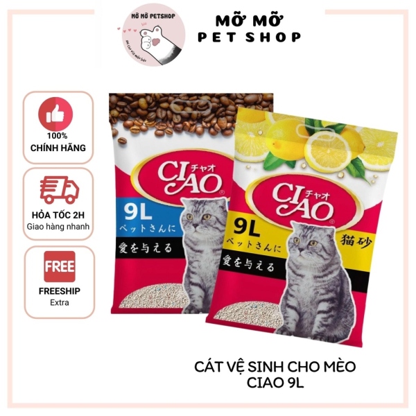 Cát vệ sinh cho mèo - Cát nhật CIAO 9L siêu khửi mùi vòn tốt ít bụi và siêu tiết kiệm túi 9L xuất xứ Nhật bản