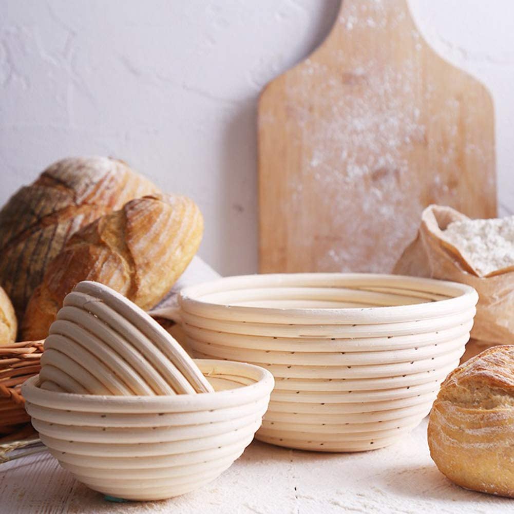 [HCM Rổ Mây Khuôn Ủ Bánh Mì Tròn Có Vải Lót 26x8cm Collini Nhập khẩu Đức - Handmade Round Rattan Proofing Baskets with Fabric