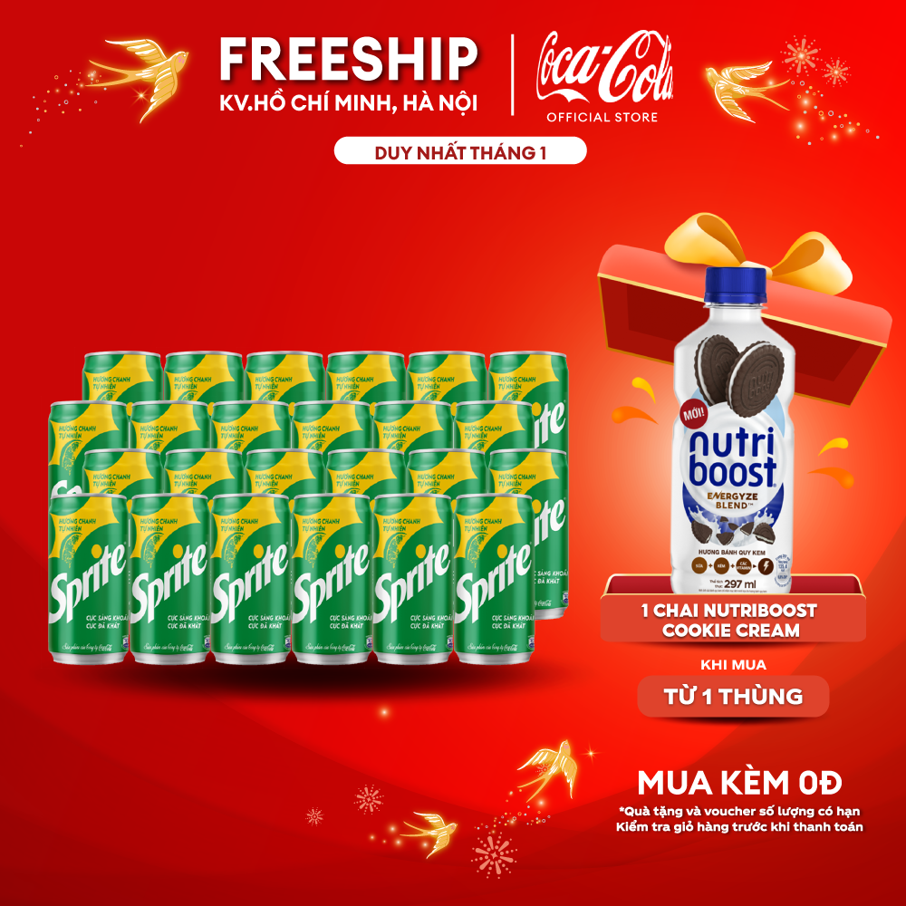 Thùng 24 Lon Nước Ngọt Sprite Mini (235ml/Lon)