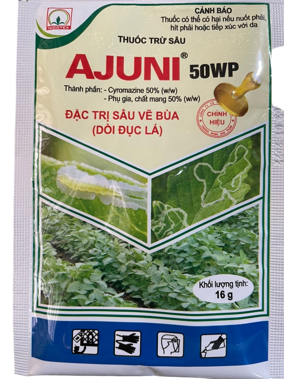 Thuốc trừ sâu vẽ bùa AJUNI 50WP , thuốc diệt sâu vẽ bùa, dòi đục lá gây hại cây hoa, cây cảnh, rau màu và cây ăn quả.