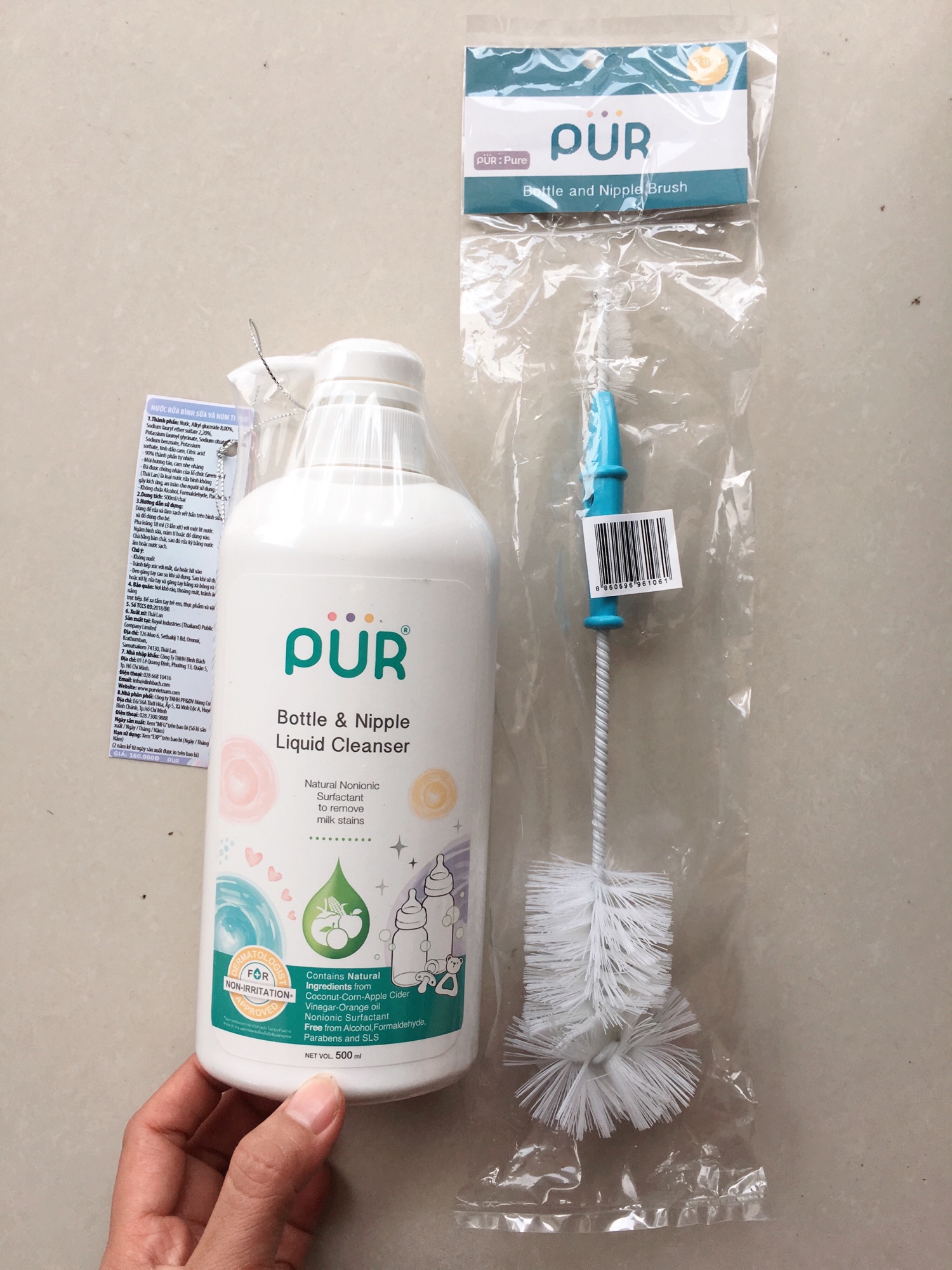 [HCM]Nước rữa bình sữa Pur 500ml