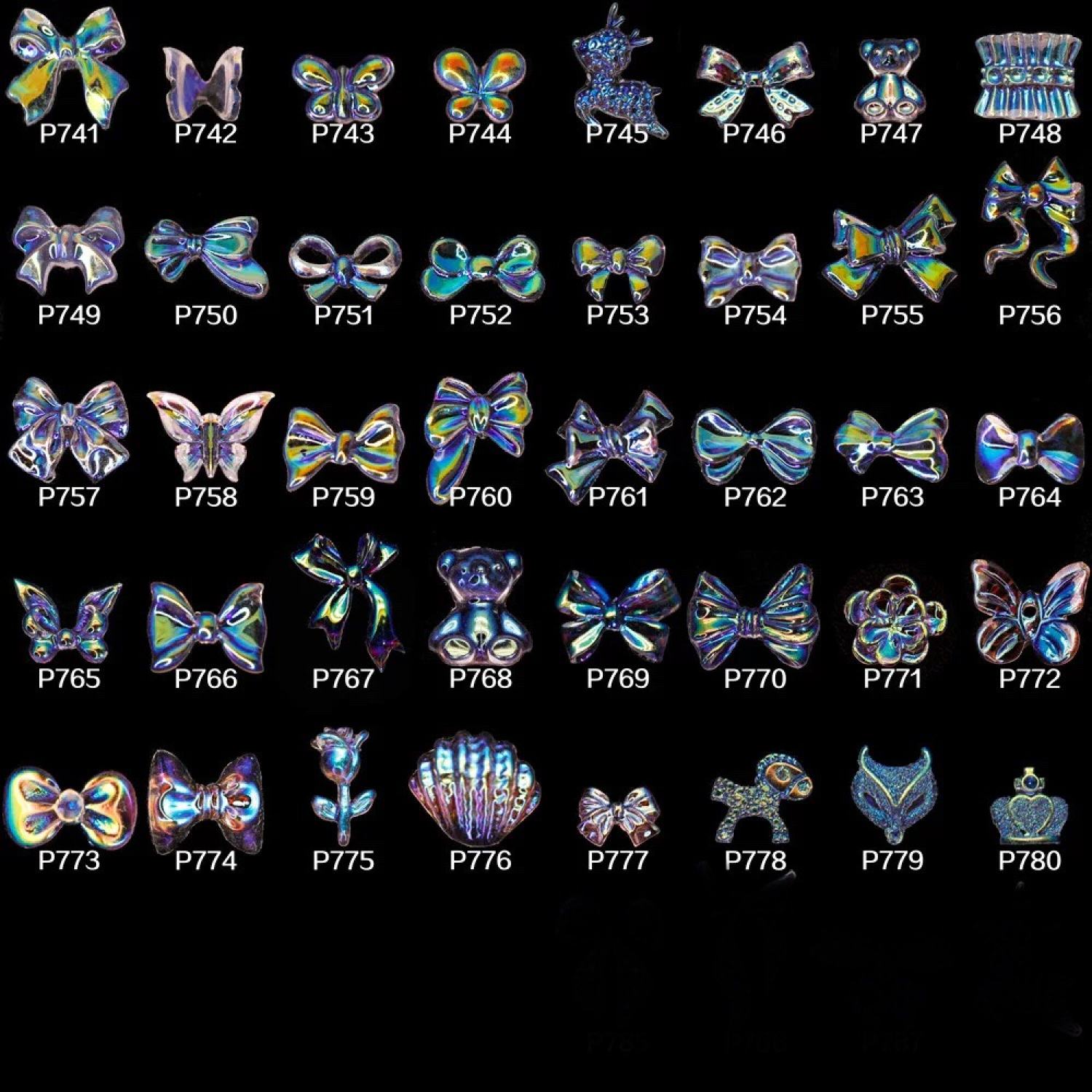 [Lily66]-[500 mẫu Charm 1k] Set 7 Charm Nơ Cánh Bướm trang trí móng tay, nail