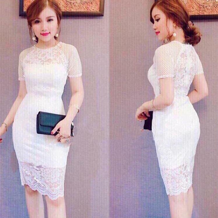 Đầm ôm body vải cát hàn phối R05 - TPD