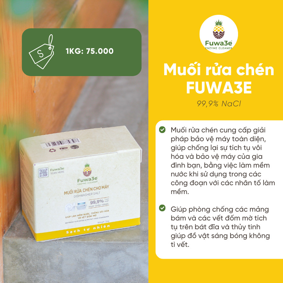 Muối rửa chén Israel FUWA3E 1kg cho máy rửa bát siêu tiết kiệm