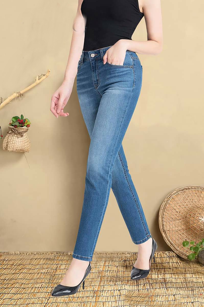 [HCM]Quần Jeans Nữ Quần Bò Nữ Lưng Cao Cotton 100%  Co Giãn 4 Chiều Dáng Skinny Xuất Khẩu Cao Cấp