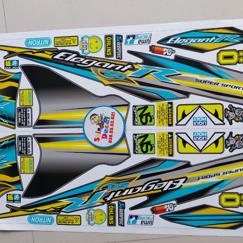 [HCM]Tem xe elegant 50 R xanh ngọc xám vàng