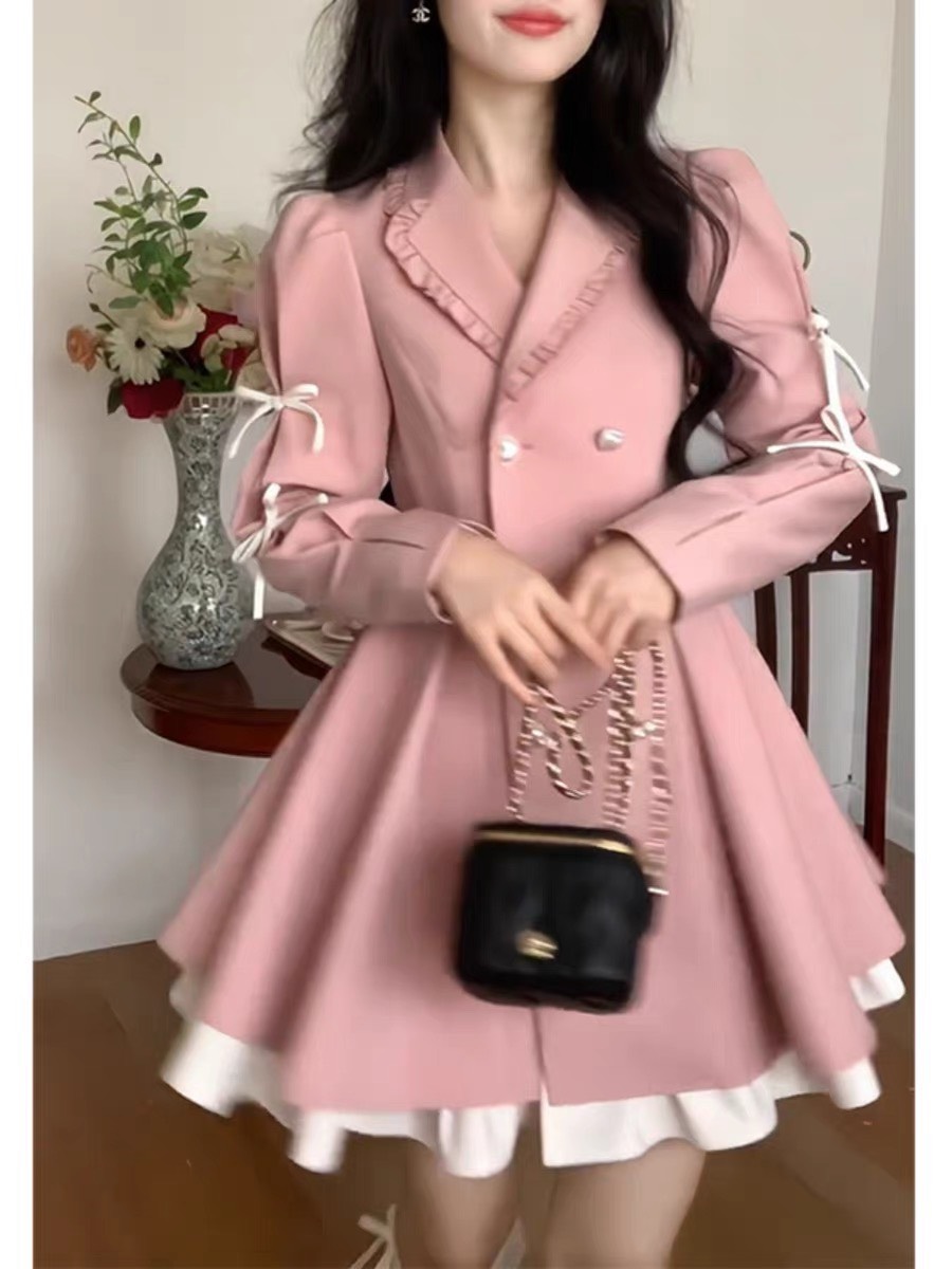 Đầm công sở cổ vest tay dài kèm váy lụa - Thời trang BB
