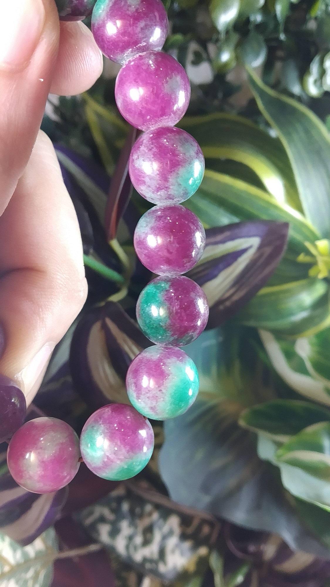 Vòng phong thủy, Vòng đá tự nhiên ruby Nam Phi đa sắc 12li