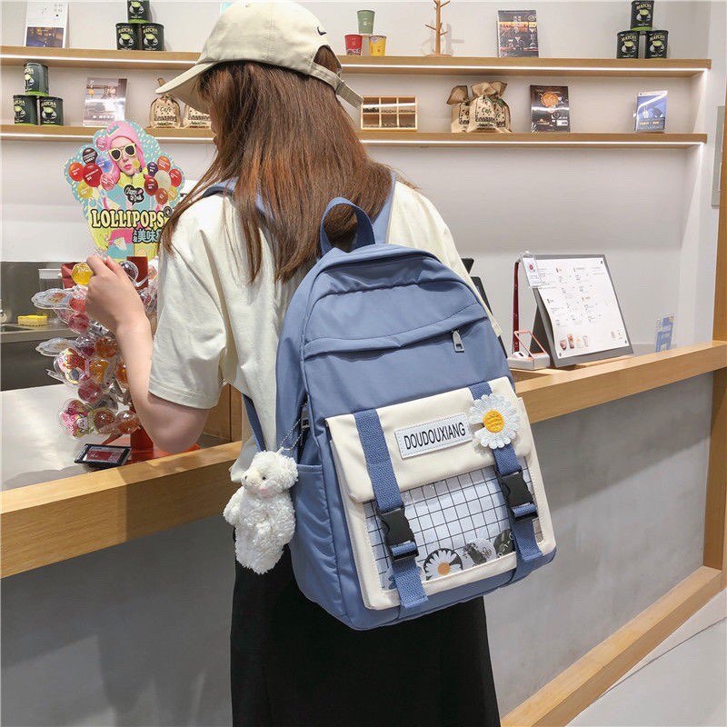 [HCM]BALO HOA CÚC PHỐI CARO VẢI DÙ