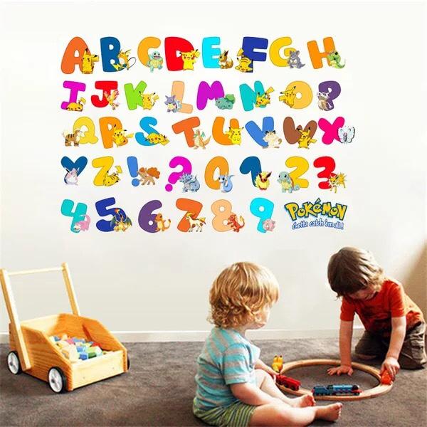 Decal trang trí bảng chữ cái pokemon
