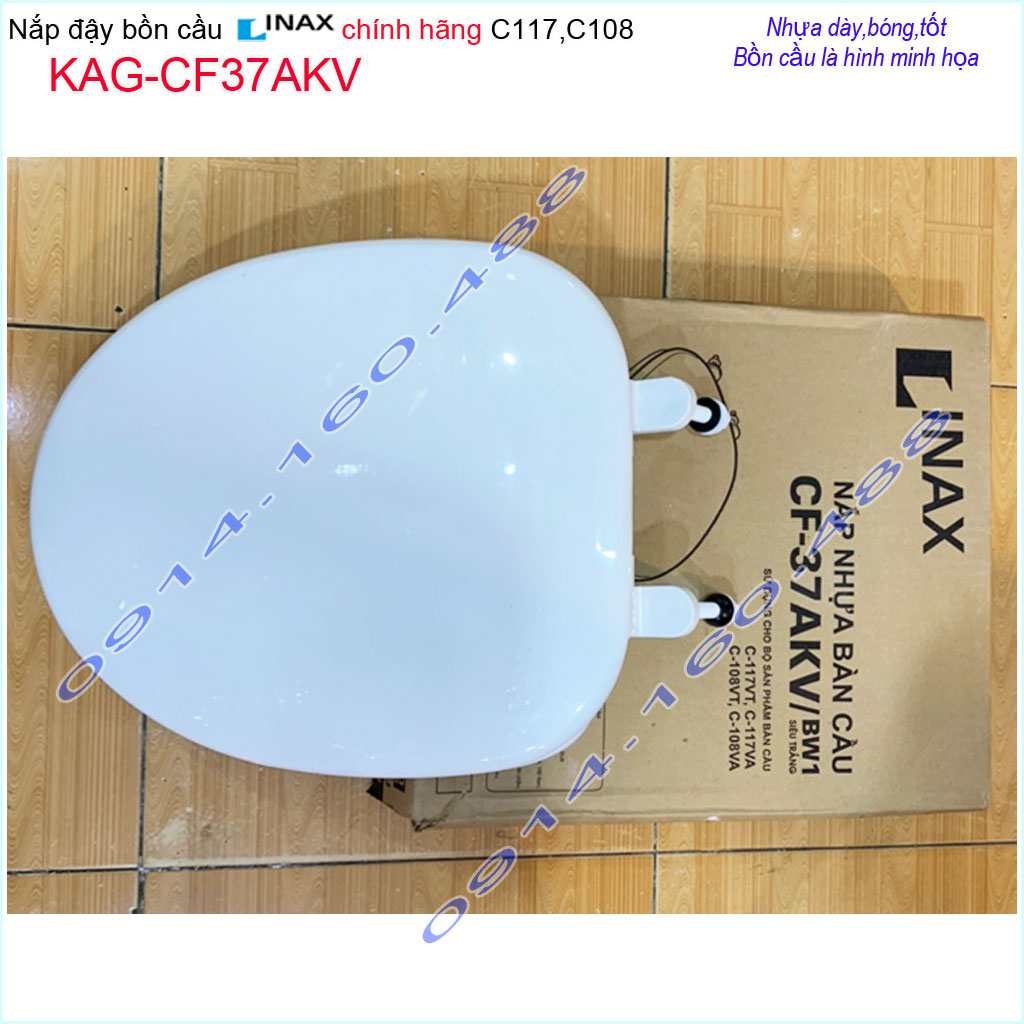 Nắp đậy bồn cầu inax chínz hãng kag-cf37akv, nắp cho bàn cầu inax c117vrn,c108 không rơi êm nhựa trắng dày