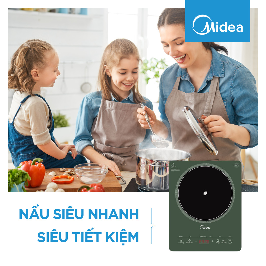 Bếp từ Midea MIC221T0AGG (Công suất 2200W, Có Chế Độ Sôi Liu Riu)