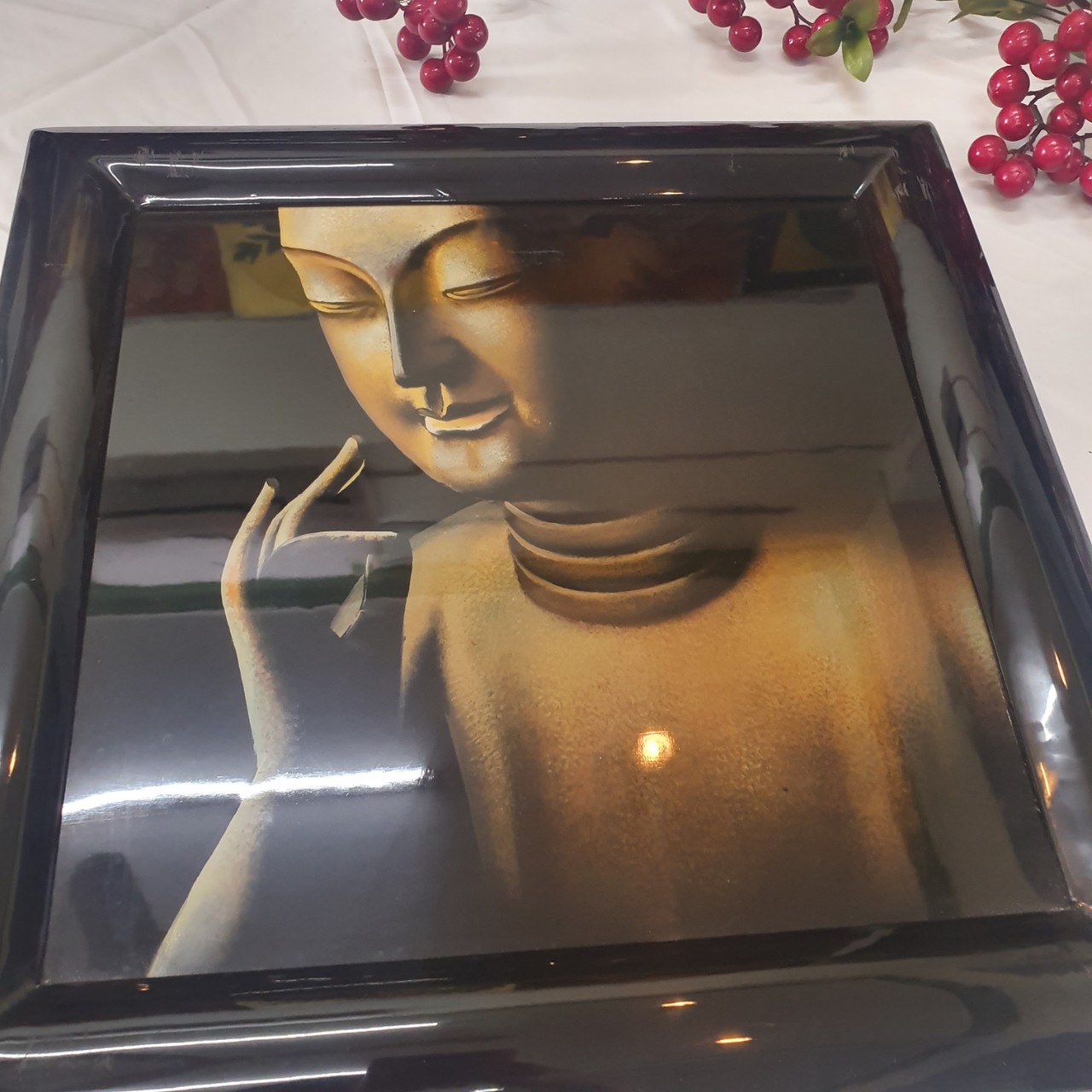Tranh sơn mài vẽ tay Tượng Phật cao cấp Thanh Bình Lê