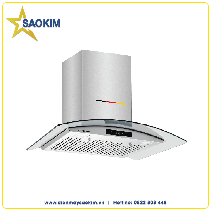 Máy hút mùi kính cong Zemmer G01P1 - Máy hút mùi kính cong,Tấm lọc Inox liền khối siêu bền-Công suất:200W-Có chức năng điều khiển cảm ứng -Bảo hành 3 năm